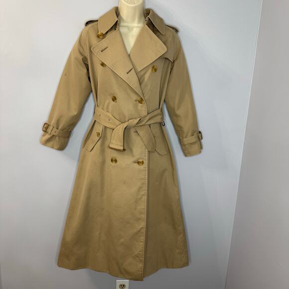 VGT BURBERRYS Kensington Double-Breasted Trench Coat Belted Nova Check Lining - Picture 1 of 15